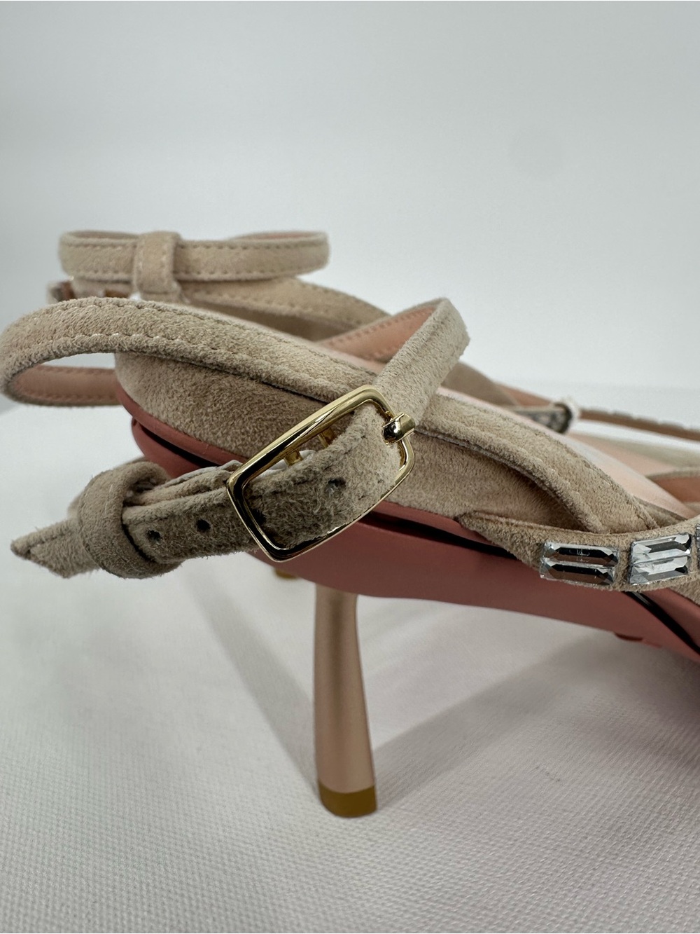 VICE VERSA Marina Beige Crystal Strap Convertible Sandel Heels to Flats Size 7 - Picture 8 of 16